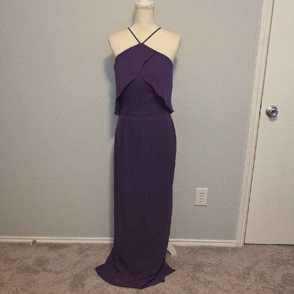 Purple Halter Sleeveless Gown for Prom